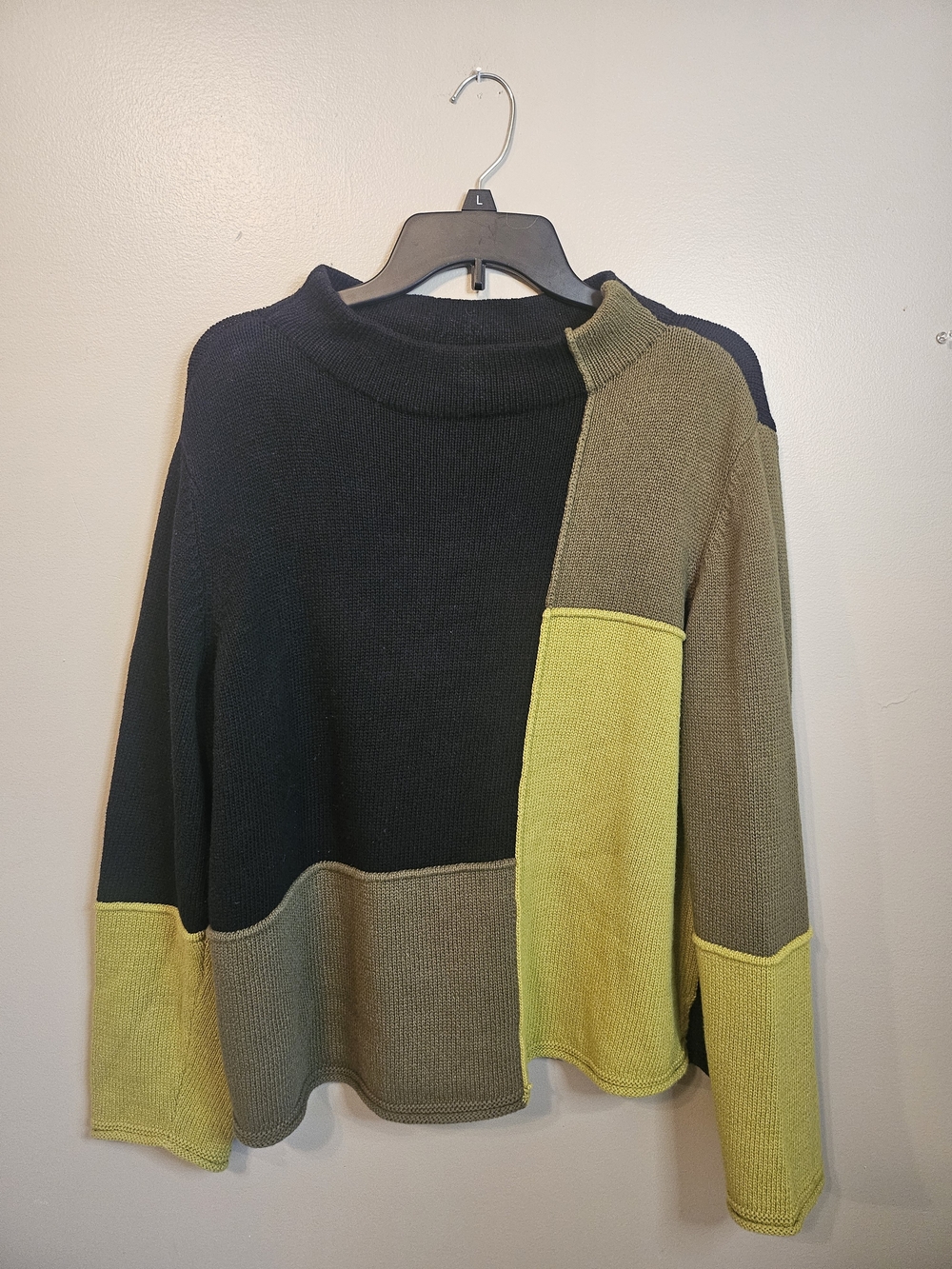 Habitat Colorblock Black, Olive & Lime Cowl Sweater
